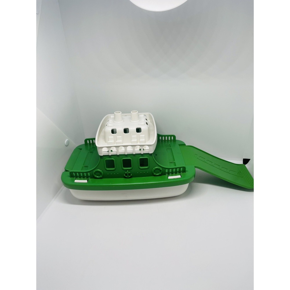 Green Toys -Vehicle Ferry Boat Green and White‎ Bathtub Toy Made in USA